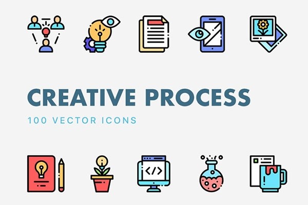 Free 50 Creative Process Vector Icons - Graphic Designs