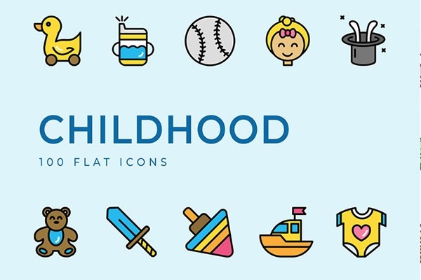 Free Childhood Flat Icons Set - Graphic Designs
