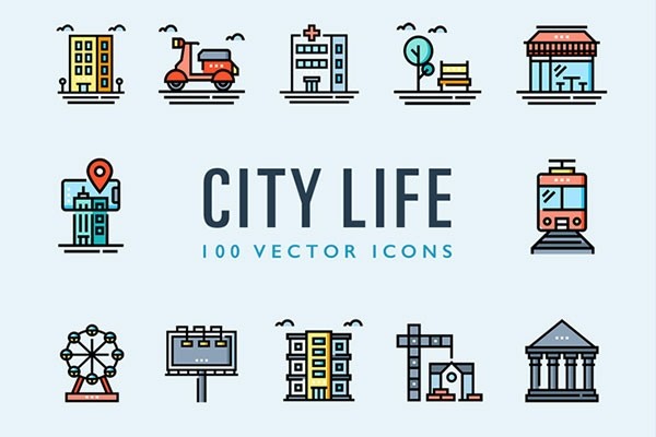 Free 50 City Life Icons Collection - Graphic Designs